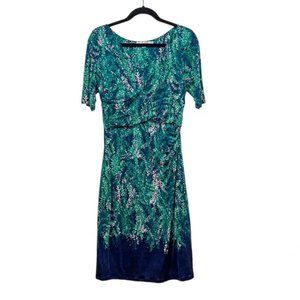 Boden Green and Navy Blue Ombre Floral Dress